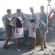 Local beauty queens pose with the time capsule in Dana Point, California on August 29, 1966. From left to right: Miss San Clemente, Valerie Zagwolksi; Miss Dana Point, Nancy Buenger; Miss Laguna Beach, Marsha Bennett; and Miss San Juan Capistrano, Selena Forster (Orange County Archives)